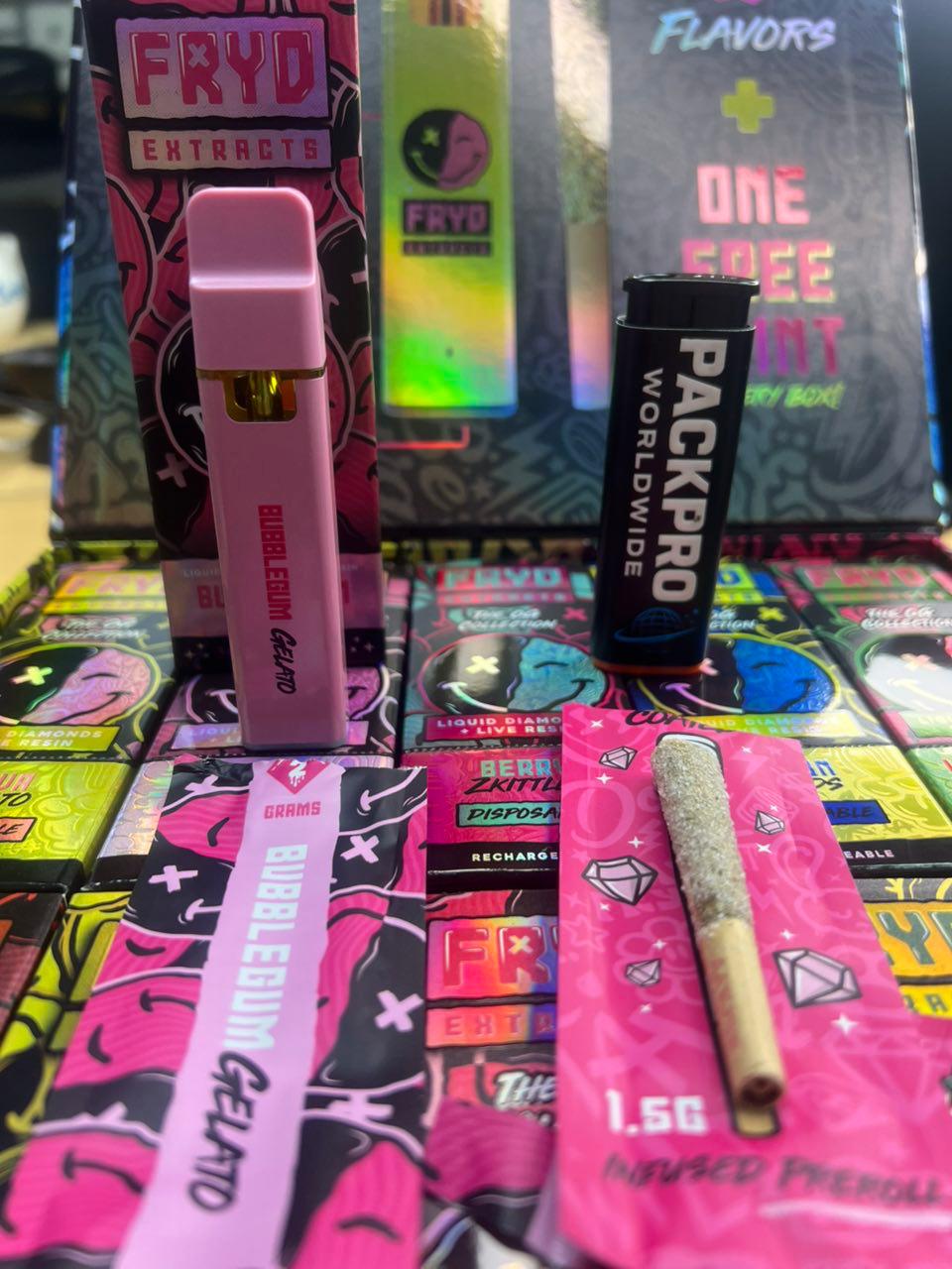 Wholesale display box of Fryd Extracts The OG Collection featuring 10 flavors and a free joint Wholesale display box of Fryd Extracts The OG Collection featuring 10 flavors and a free joint